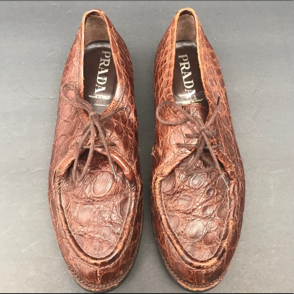 Vintage PRADA genuine crocodile golf shoes
